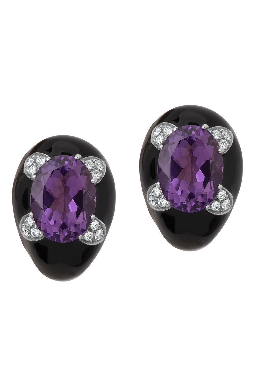 Diamond Amethyst Black Earrings-SILVER-JEWELRYFINE JEWELEARRING-ANDREOLI