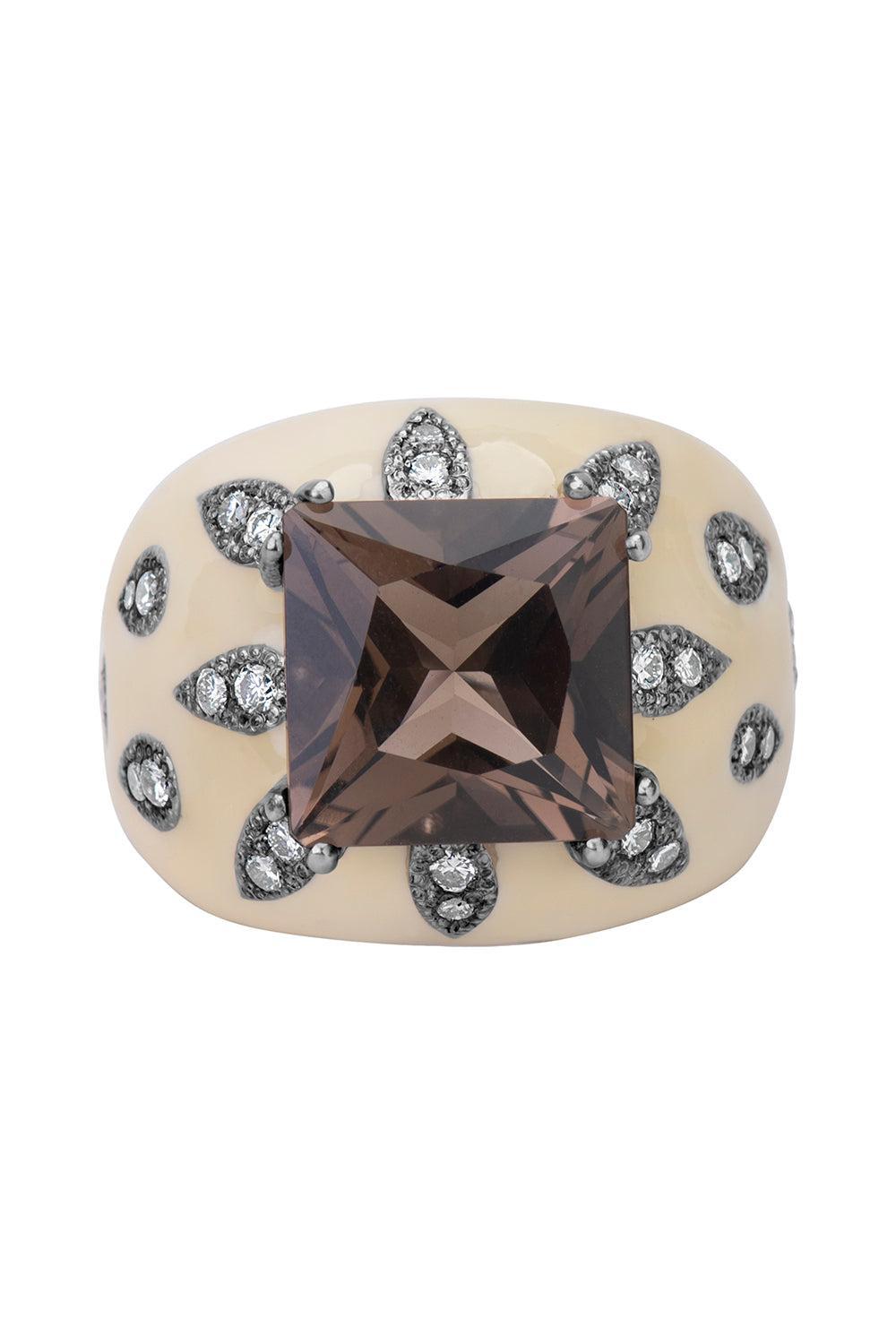 Diamond Smoky Topaz Ring-SILVER-7.25-JEWELRYFINE JEWELRING-ANDREOLI