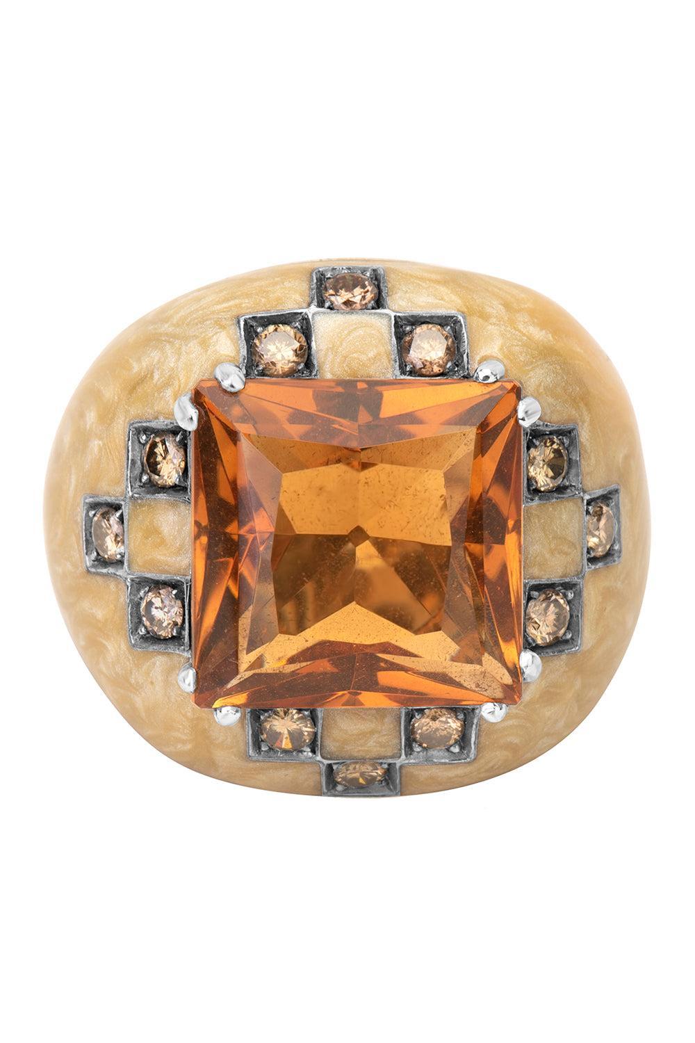 Diamond Citrine White Ring-WHITE GOLD-7.5-JEWELRYFINE JEWELRING-ANDREOLI