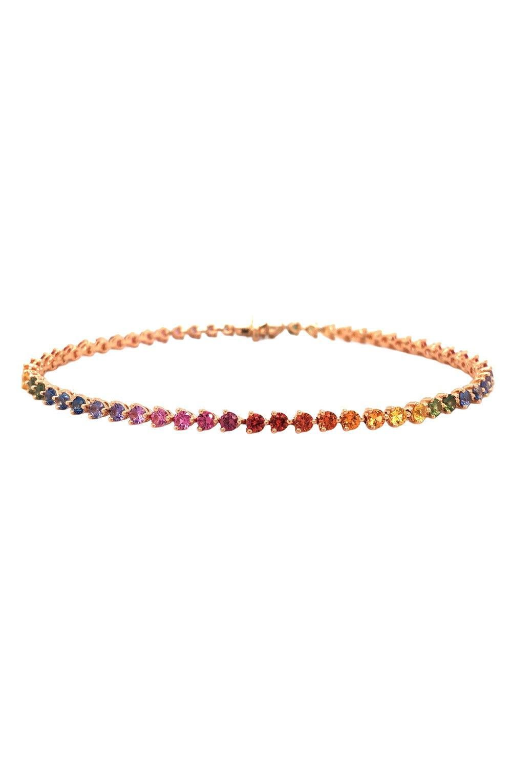 Rainbow Sapphire Tennis Bracelet-ROSE GOLD-JEWELRYFINE JEWELBRACELET O-LISA NIK