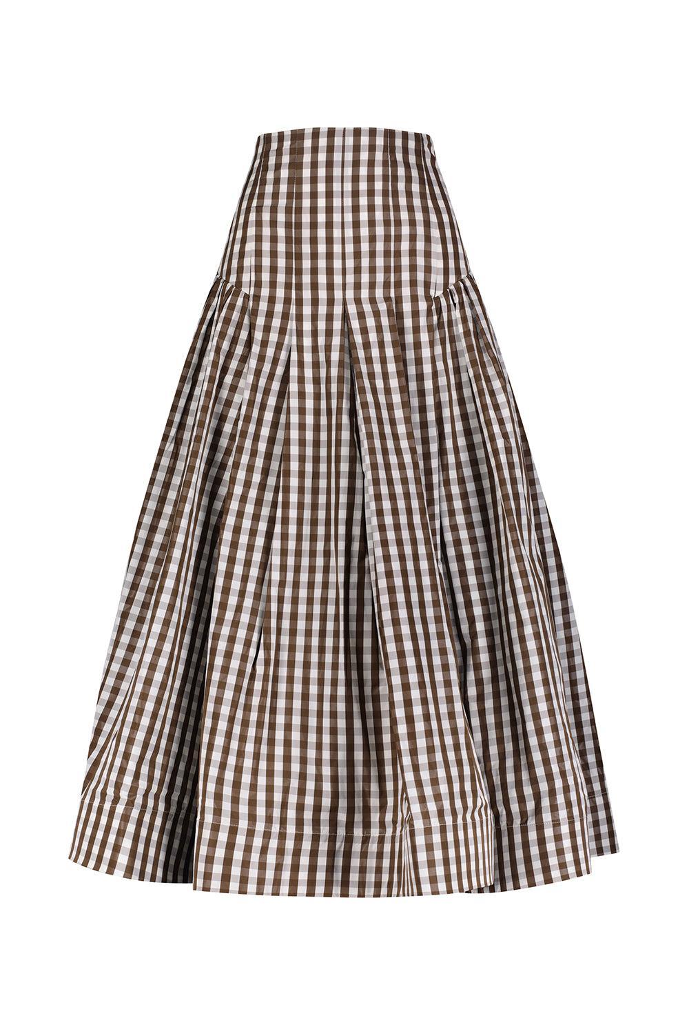 Seam Detail Full Skirt-WALNUT-2-CLOTHINGSKIRTMIDI-LELA ROSE