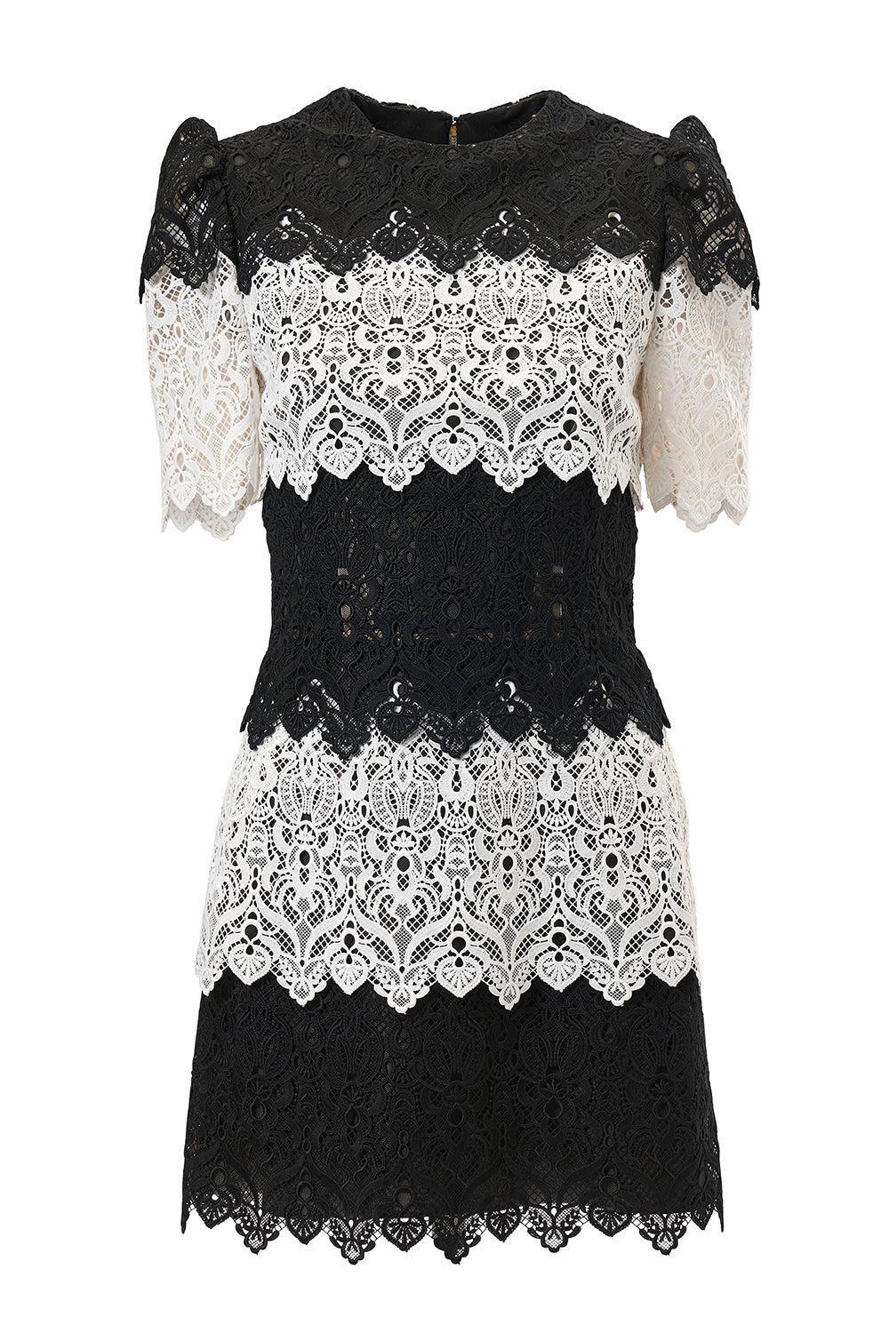 Short Sleeve Crewneck Mini Dress-MULTI-4-CLOTHINGDRESSCASUAL-CAROLINA HERRERA