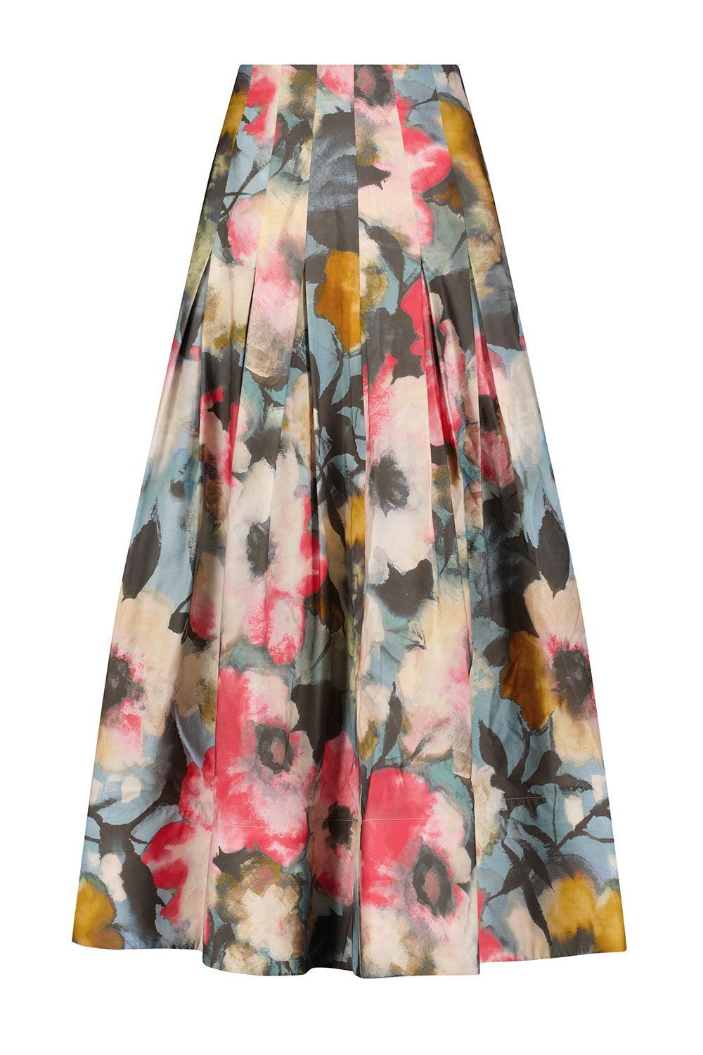 Floral Drape Full Skirt-FLORAL-2-CLOTHINGSKIRTMAXI-LELA ROSE
