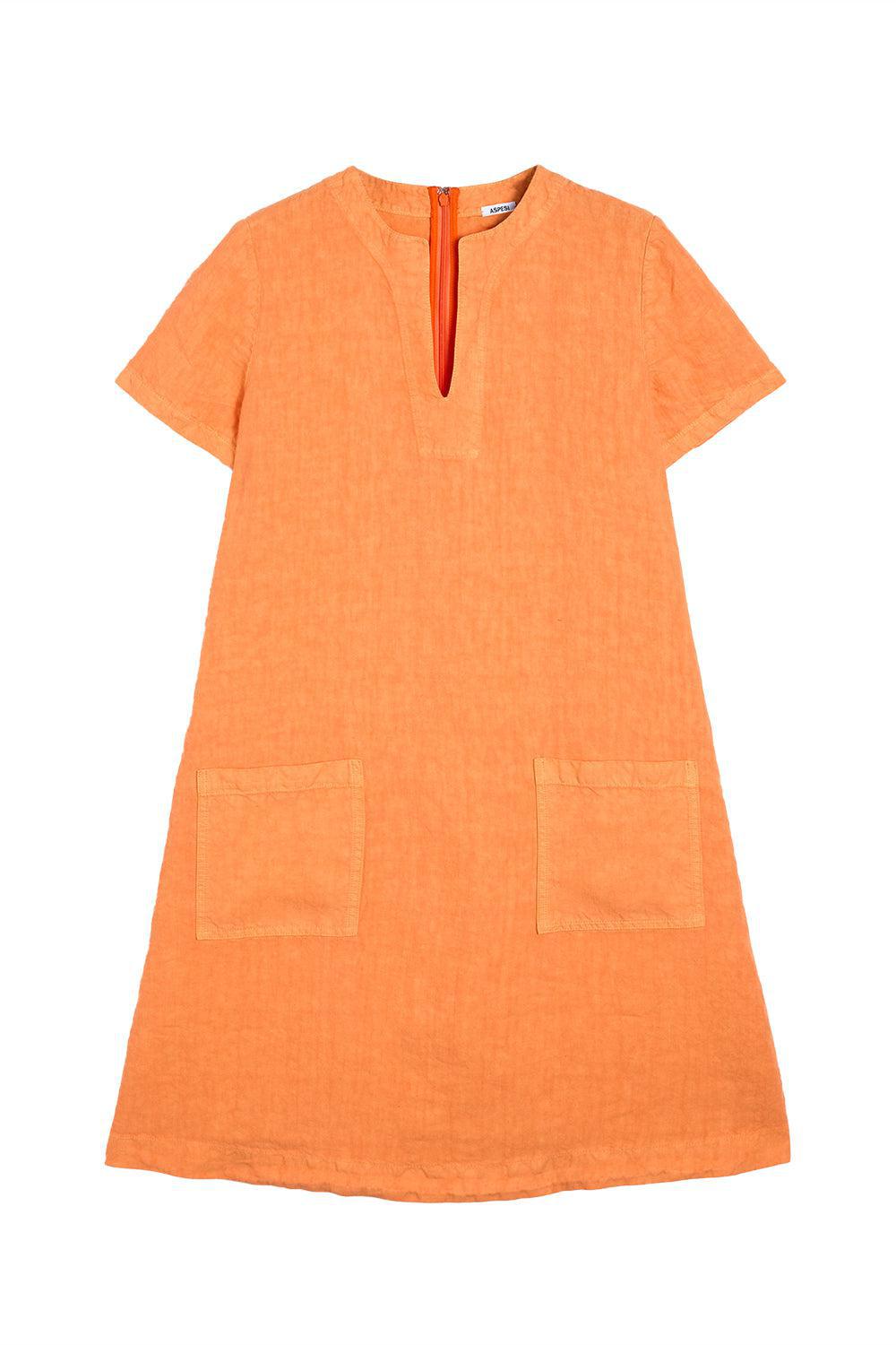 SHORT SLEEVE SHIFT DRESS-ORANGE-38-CLOTHINGDRESSCASUAL-ASPESI