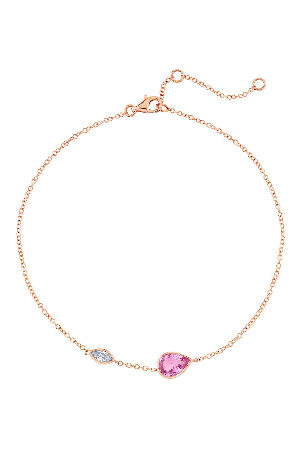 Pink Sapphire Diamond Riviera Anklet