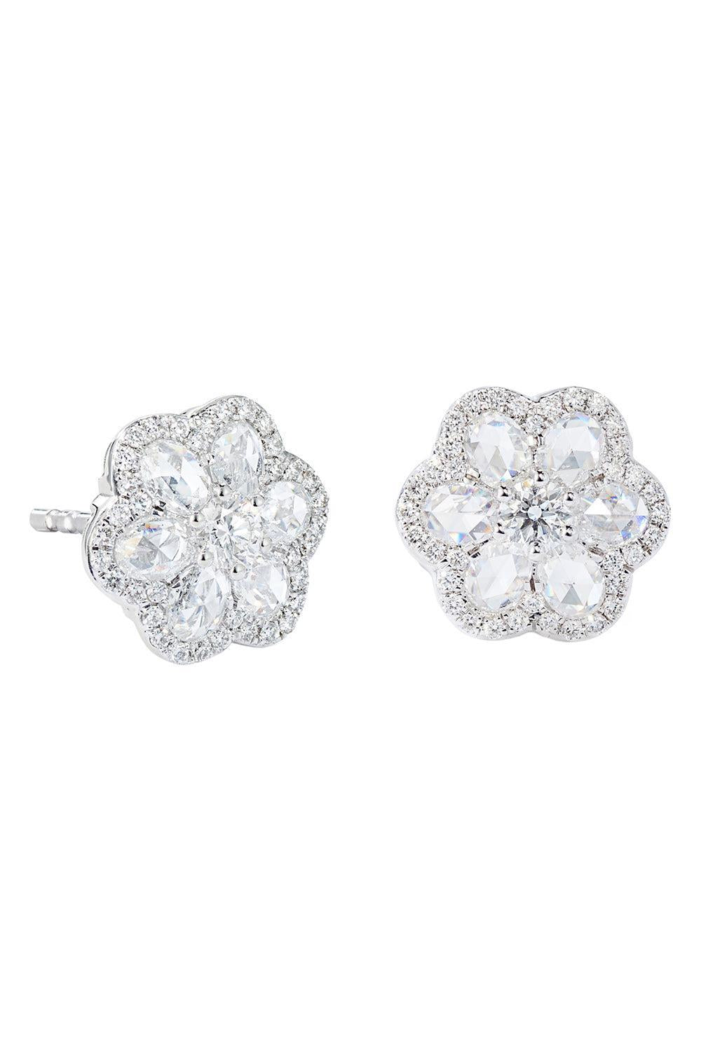 Floral Stud Earrings-WHITE GOLD-JEWELRYFINE JEWELEARRING-64 FACETS