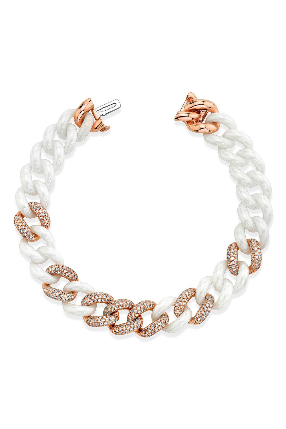 Diamond Seven link White Bracelet-ROSE GOLD-6.5-JEWELRYFINE JEWELBRACELET O-SHAY JEWELRY