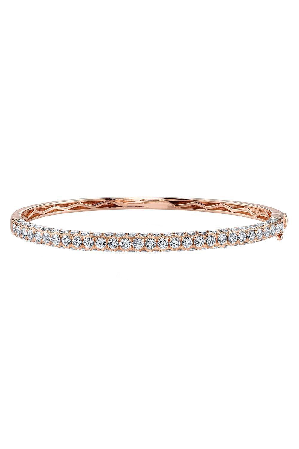 Diamond Three Sided Bangle Bracelet-ROSE GOLD-JEWELRYFINE JEWELBRACELET O-SHAY JEWELRY