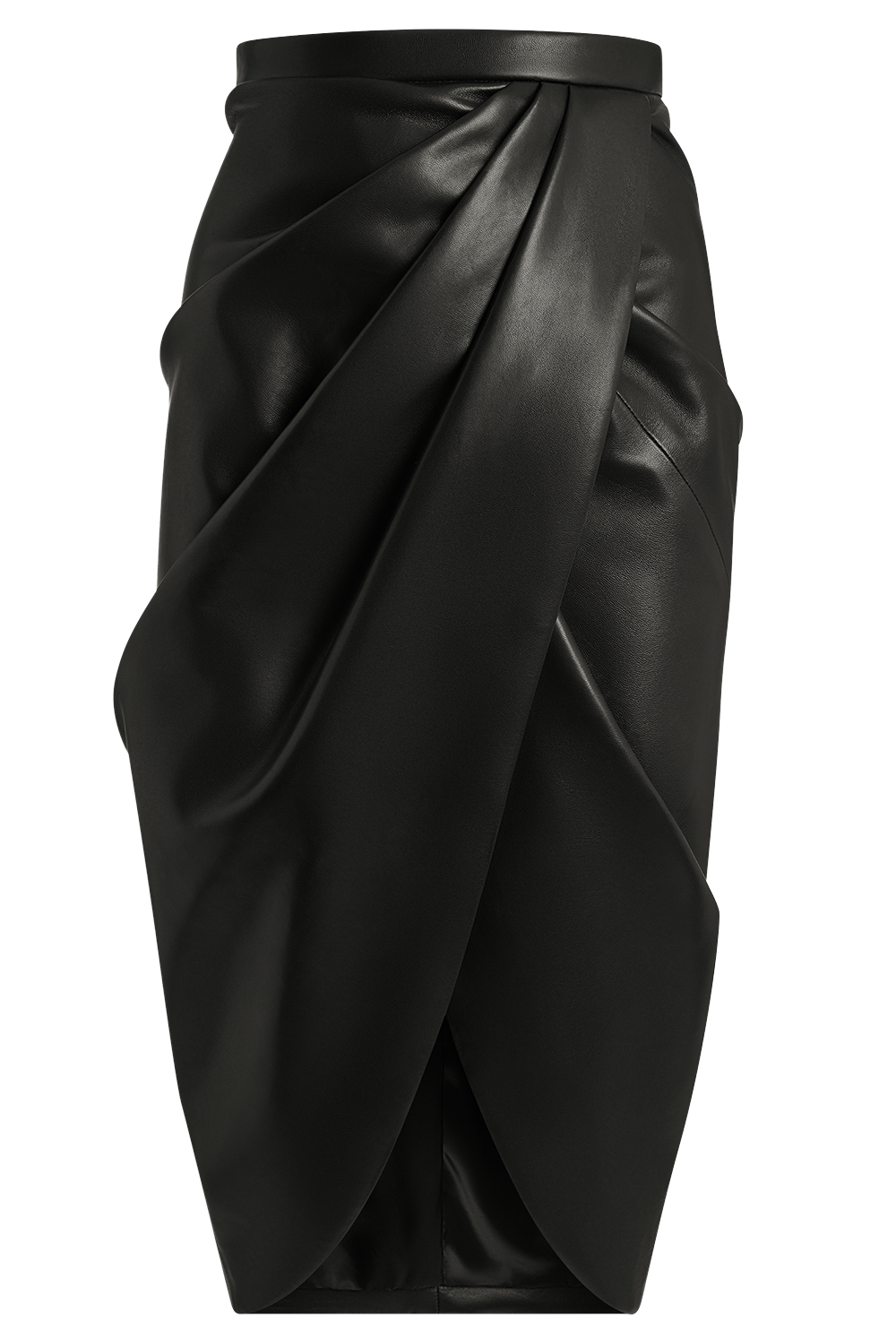 Draped Midi Skirt-BLACK-38-CLOTHINGSKIRTMIDI-BALMAIN