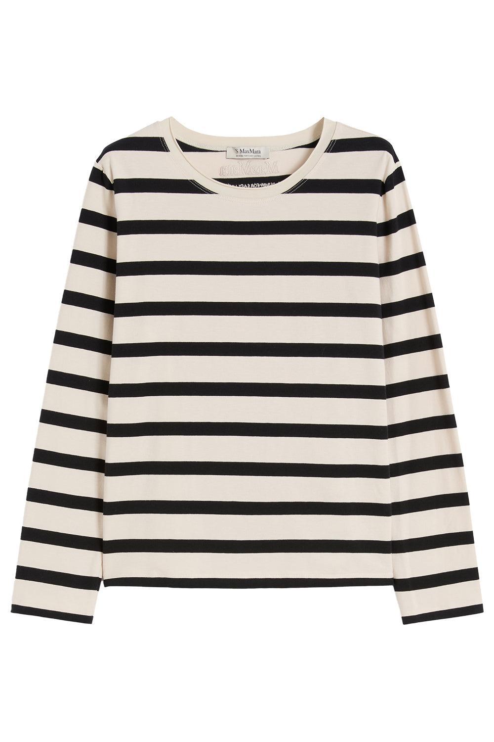 Long Sleeve Stripe T-Shirt-WHITE/BLACK-XS-CLOTHINGTOPKNITS-MAX MARA