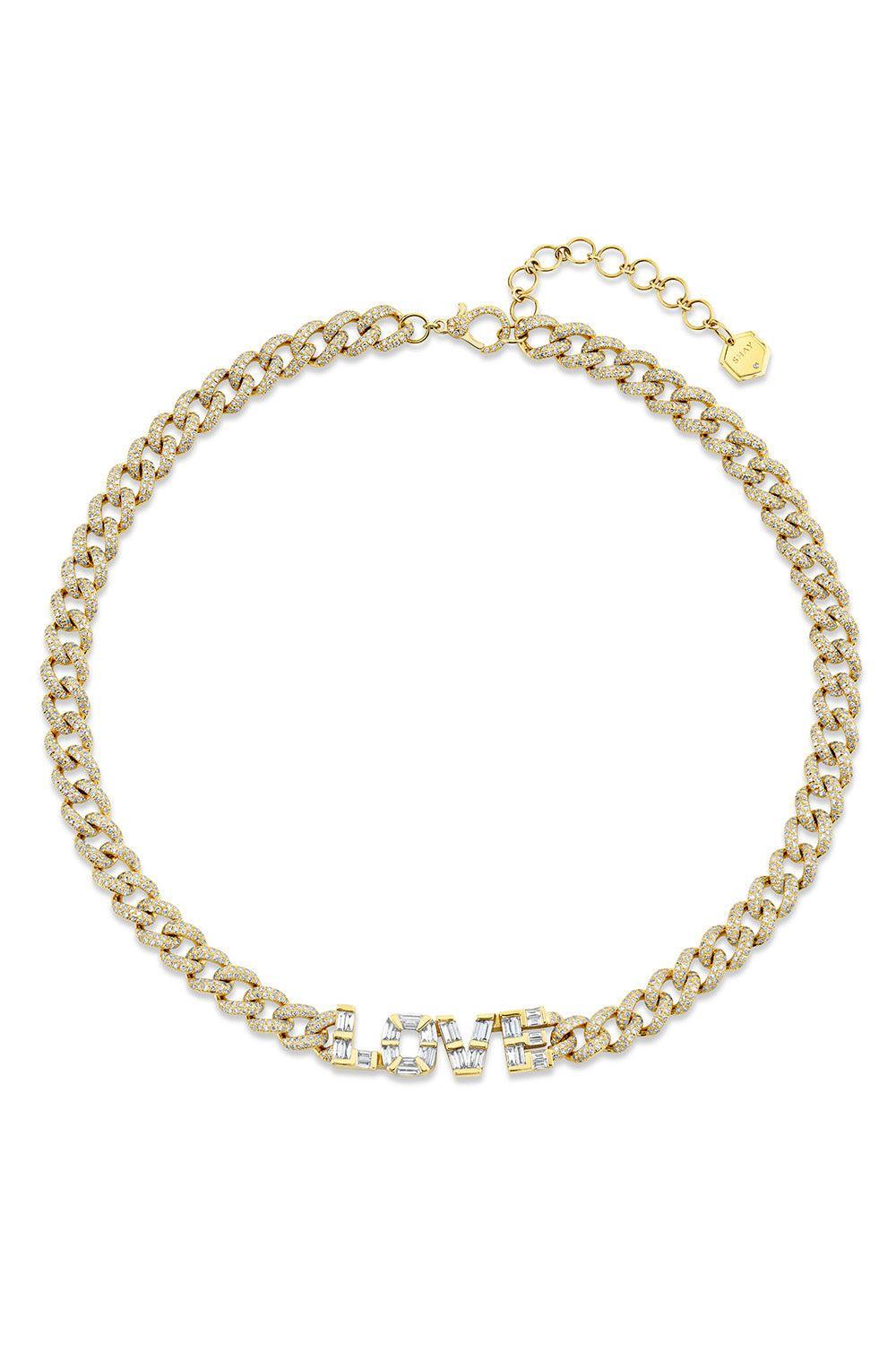 Diamond LOVE Medium Link Necklace-YELLOW GOLD-JEWELRYFINE JEWELNECKLACE O-SHAY JEWELRY