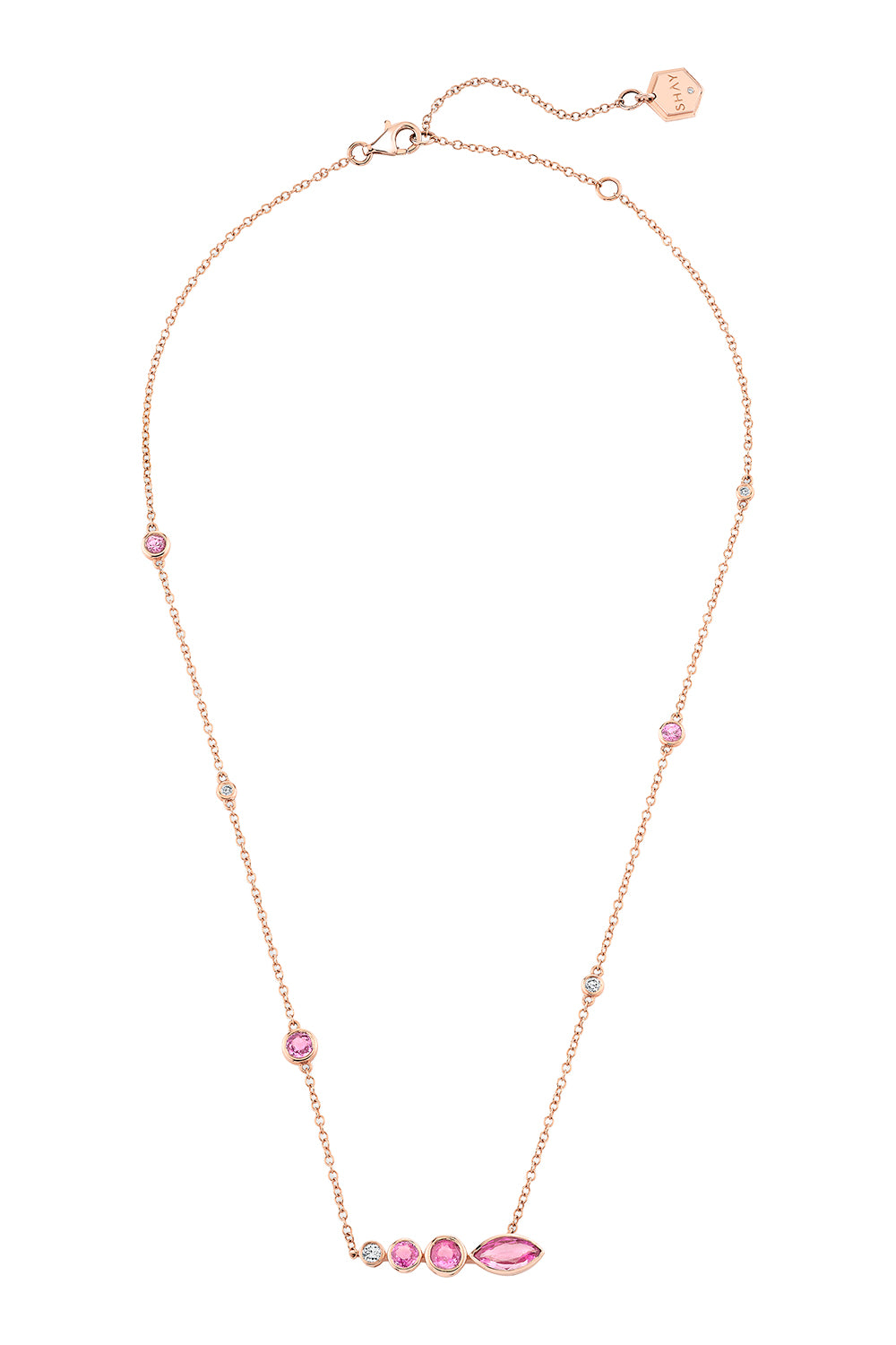Pink Sapphire Diamond Riviera Station Necklace