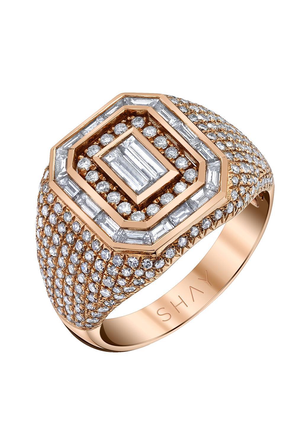 Mixed Diamond Champion Pinky Ring-ROSE GOLD-3-JEWELRYFINE JEWELRING-SHAY JEWELRY