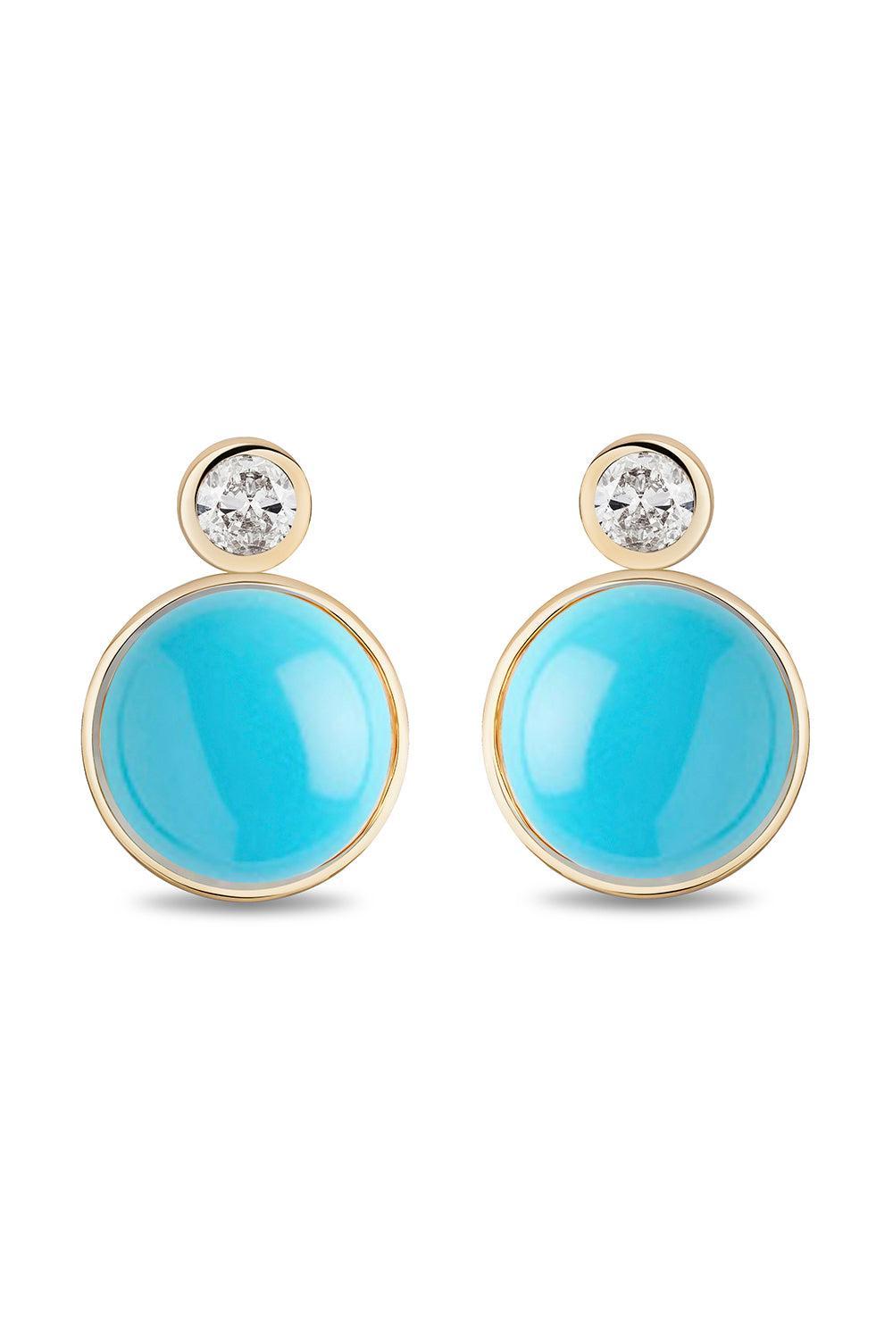 Turquoise Diamond Siren Stud Earrings-YELLOW GOLD-JEWELRYFINE JEWELEARRING-MASON & BOOKS