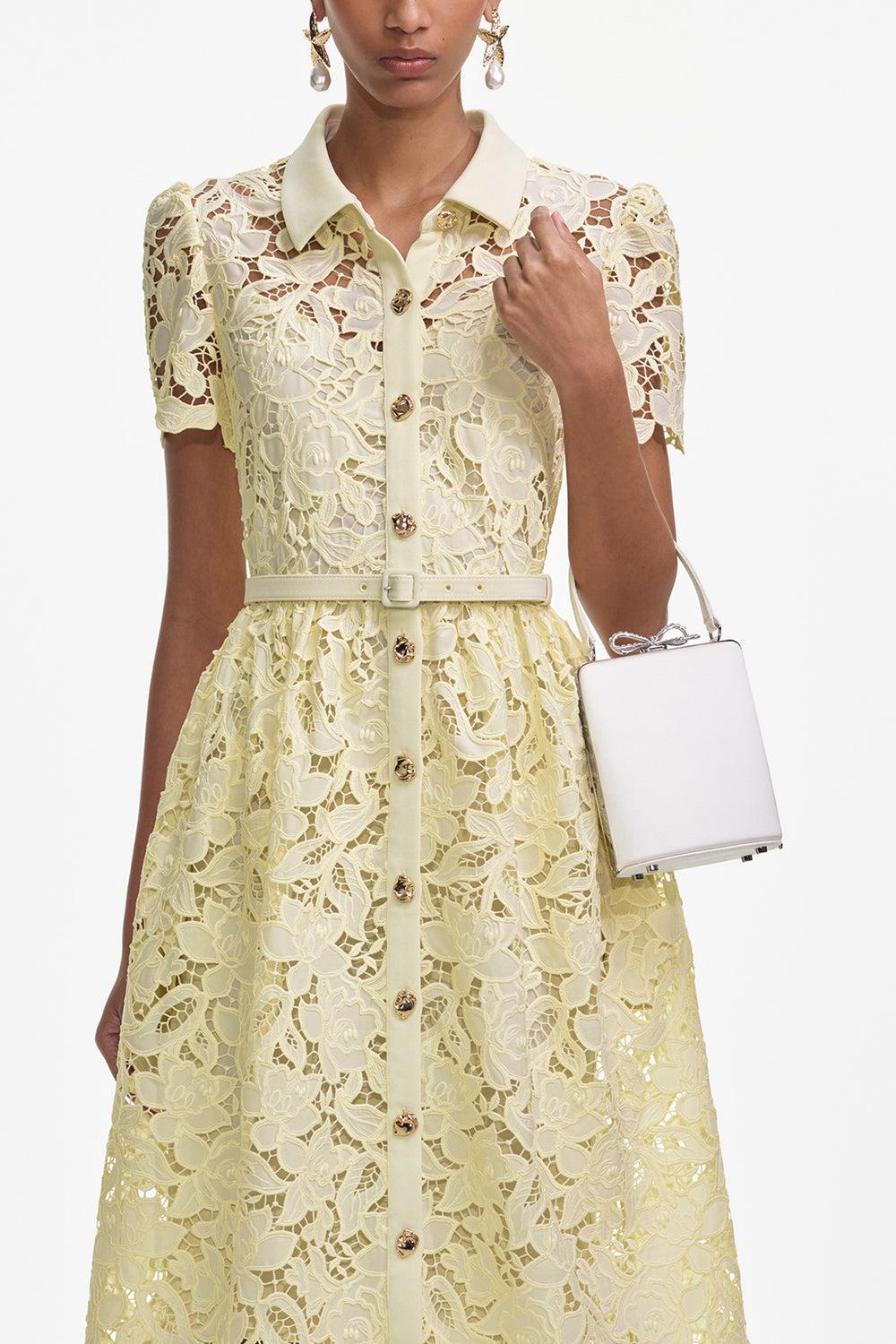 Collared Midi Dress-YELLOW-4-CLOTHINGDRESSCASUAL-self-portrait