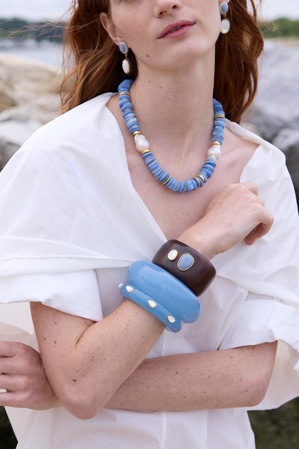 Glacier Pearl Ridge Cuff Bracelet-BLUE-JEWELRYBOUTIQUEBRACELET O-LIZZIE FORTUNATO