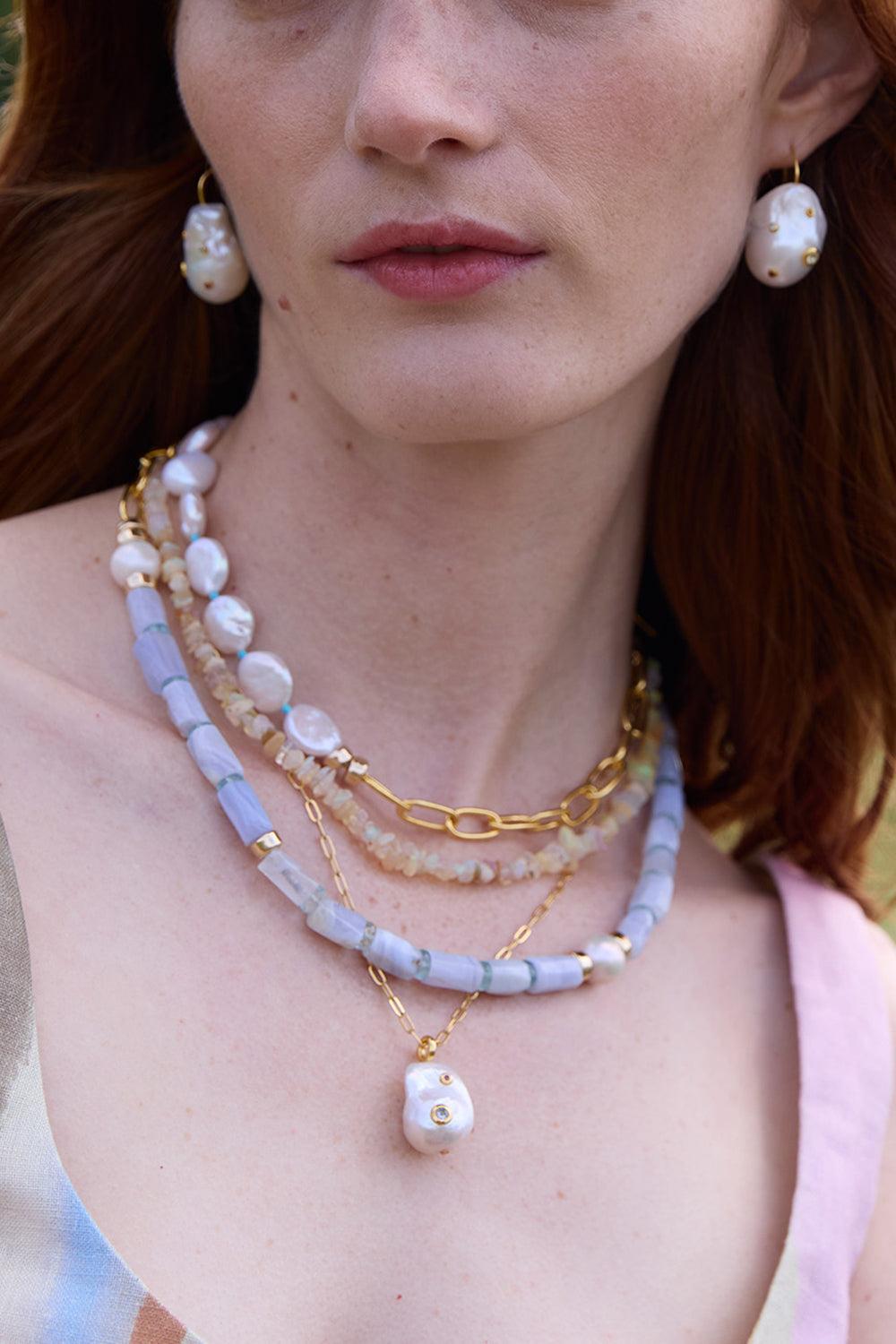 Blue Lace Porto Covo Necklace-BLUE-JEWELRYBOUTIQUENECKLACE O-LIZZIE FORTUNATO