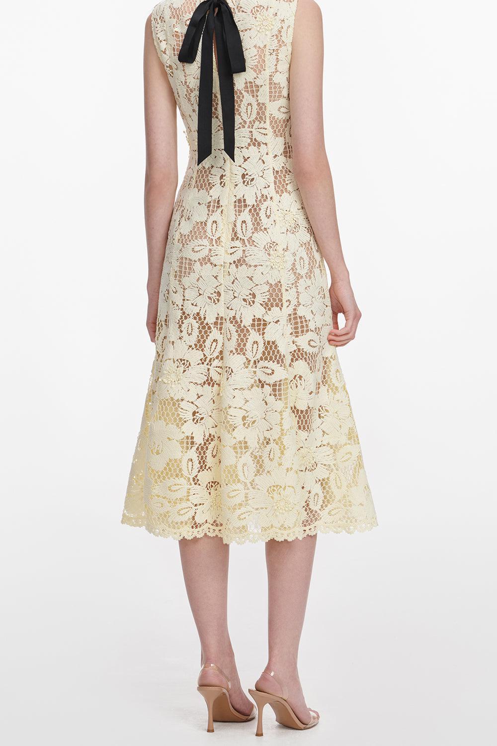 Sleeleless Tie Back Midi Dress-YELLOW-2-CLOTHINGDRESSCASUAL-SELF-PORTRAIT