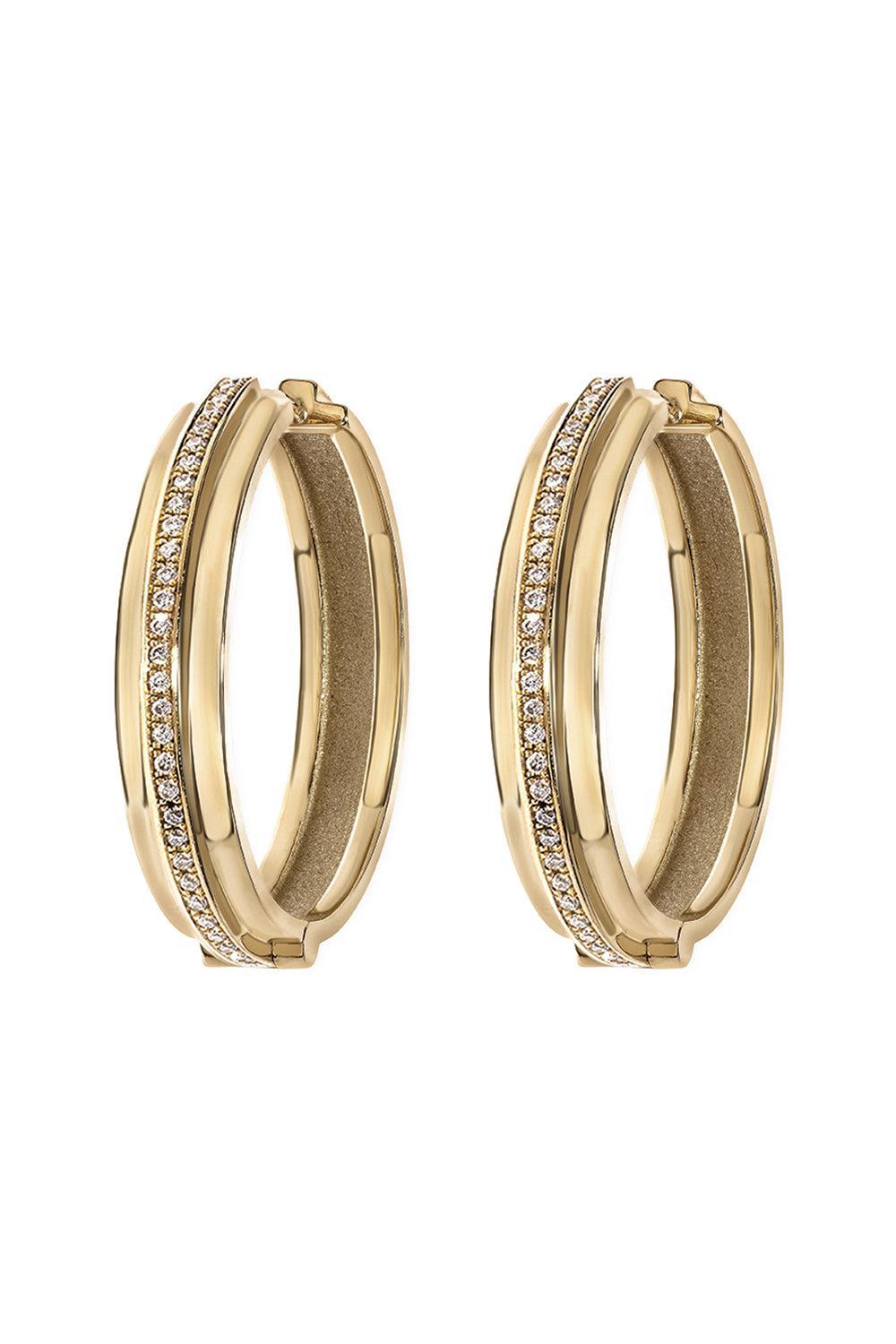 Three Tier Staircase Diamond Hoop Earrings-YELLOW GOLD-JEWELRYFINE JEWELEARRING-AZLEE