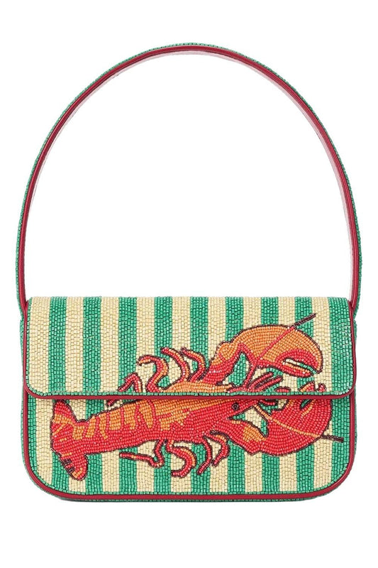 Tommy Beaded Bag - Summer Lobster-NOVELTY-HANDBAGTOP HANDLE-STAUD