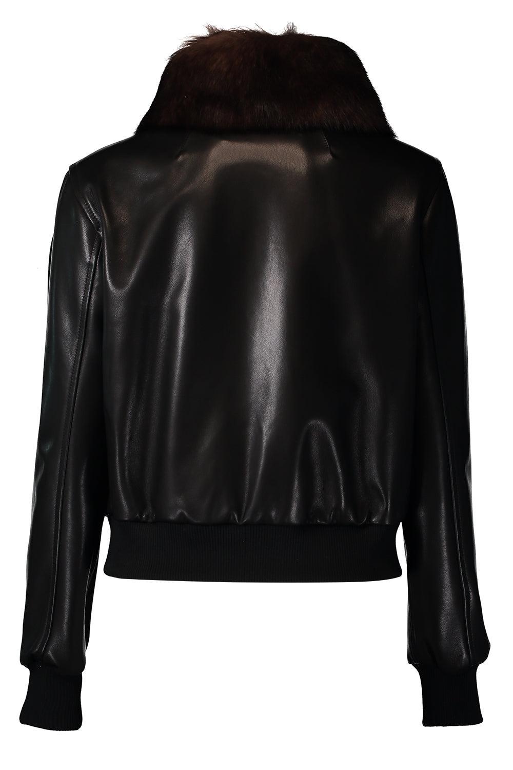 Sherling Collar Airirman Jacket-BLACK-4-CLOTHINGJACKETLEATHER-SUSAN BENDER