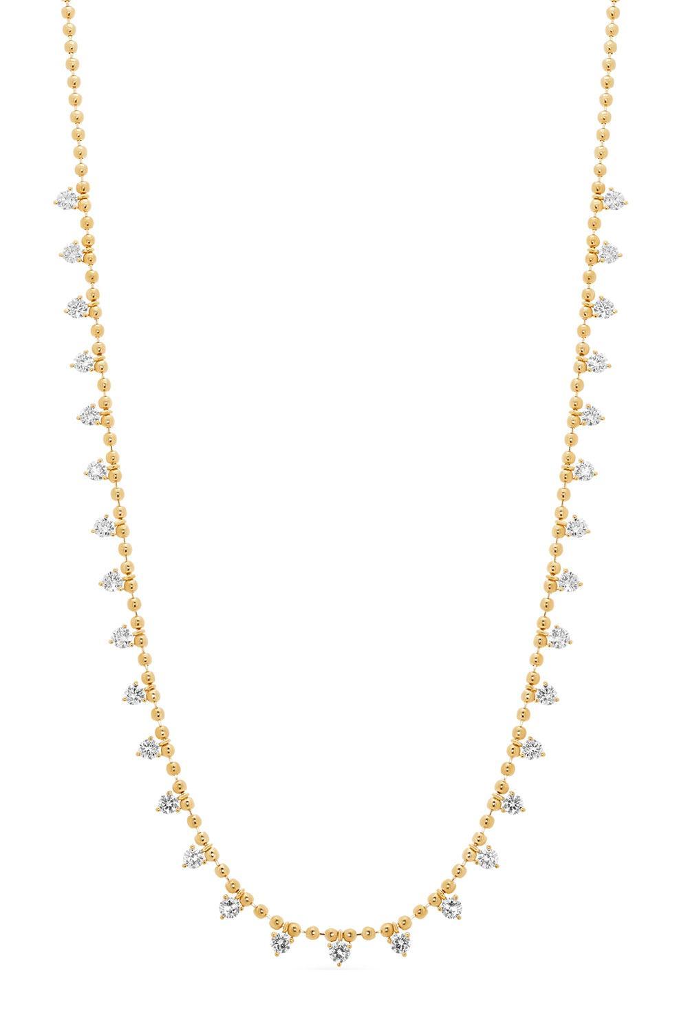 Diamond Drop Round Diamond Necklace-YELLOW GOLD-18-JEWELRYFINE JEWELNECKLACE O-SARA WEINSTOCK