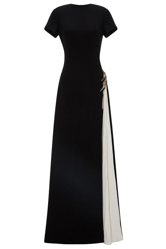 Short Sleeve Maxi Dress-BLACK-38-CLOTHINGDRESSGOWN-MARMAR HALIM