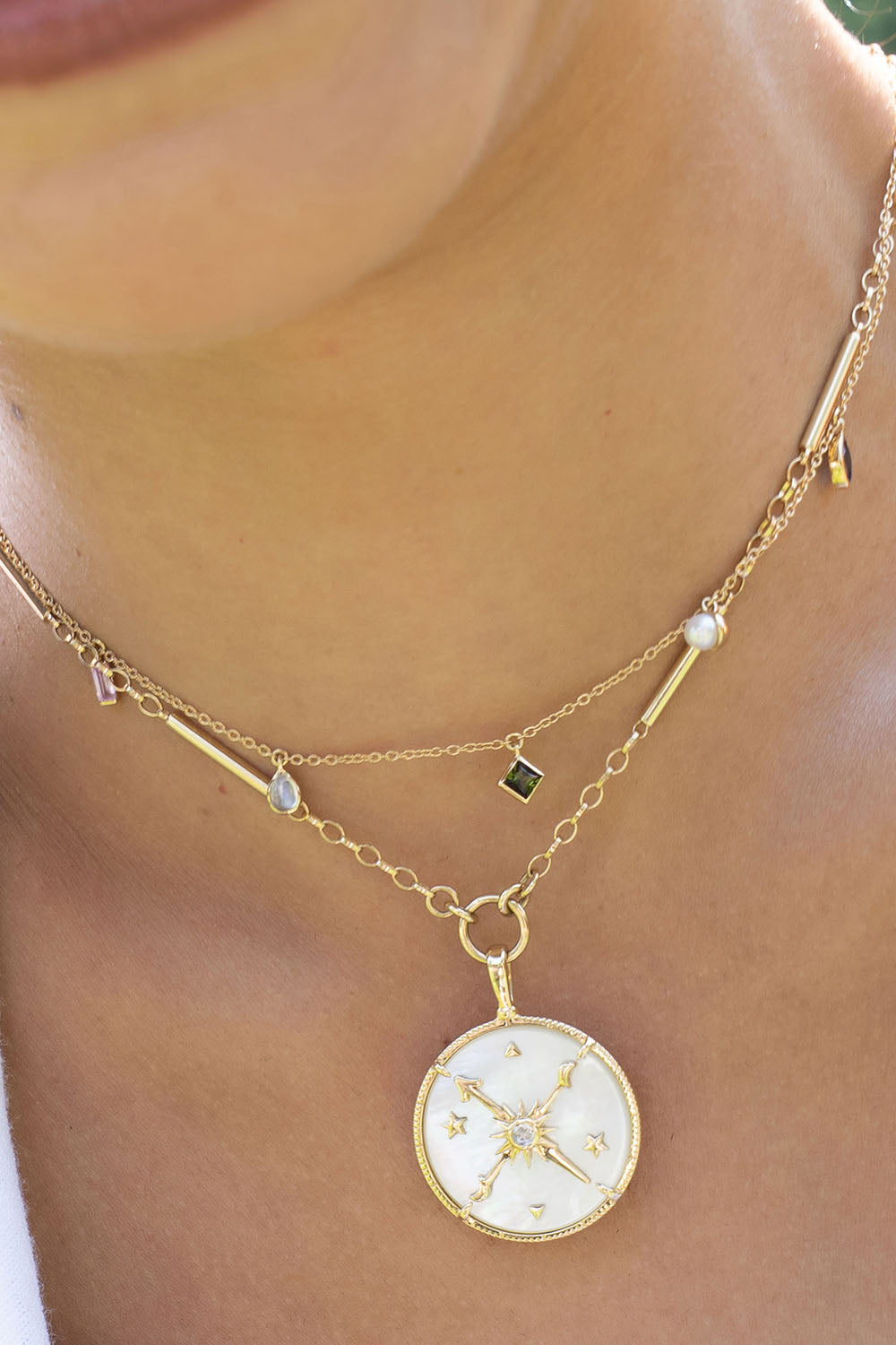 Pearl Diamond Constellation Locket Necklace-YELLOW GOLD-22-JEWELRYFINE JEWELNECKLACE O-MONICA RICH KOSANN