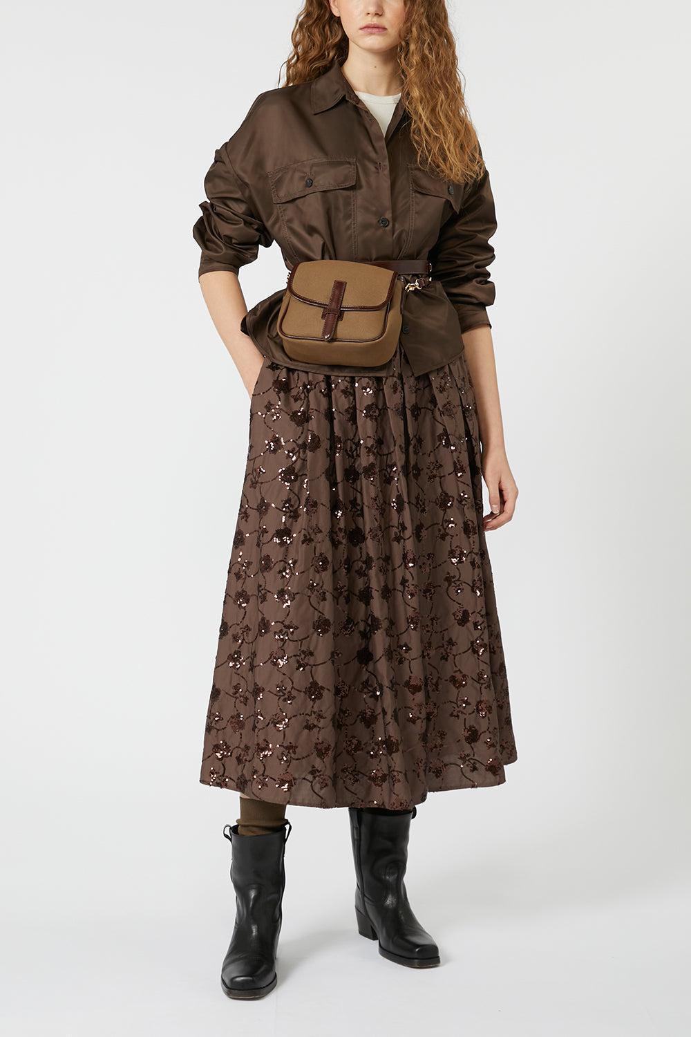 Tempra Skirt-CHOCOLATE-XS-CLOTHINGSKIRTMIDI-MAX MARA