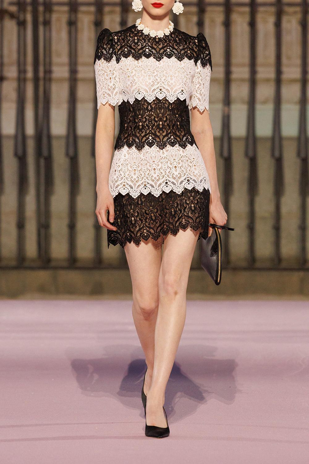 Short Sleeve Crewneck Mini Dress-MULTI-4-CLOTHINGDRESSCASUAL-CAROLINA HERRERA