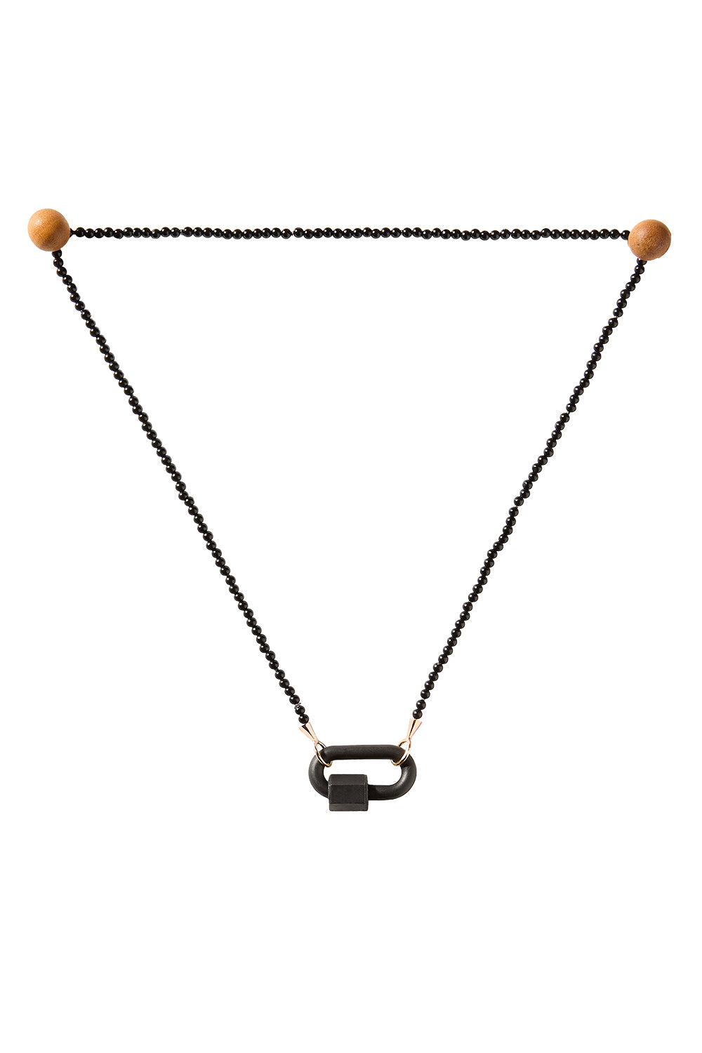 Black Agate Tone On Tone Rubber Lock Necklace