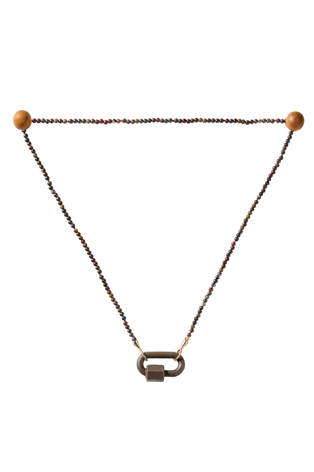 Tiger Iron Tone On Stone Rubber Lock Necklace