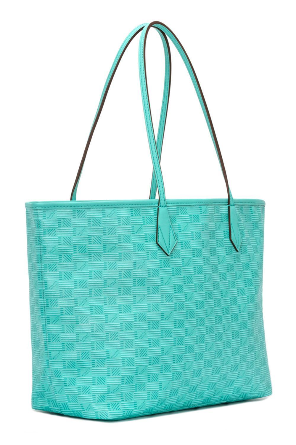 St Tropez Zip Tote MM - Turquoise Natural-TURQ/NAT-O/S-HANDBAGTOTES-MOREAU
