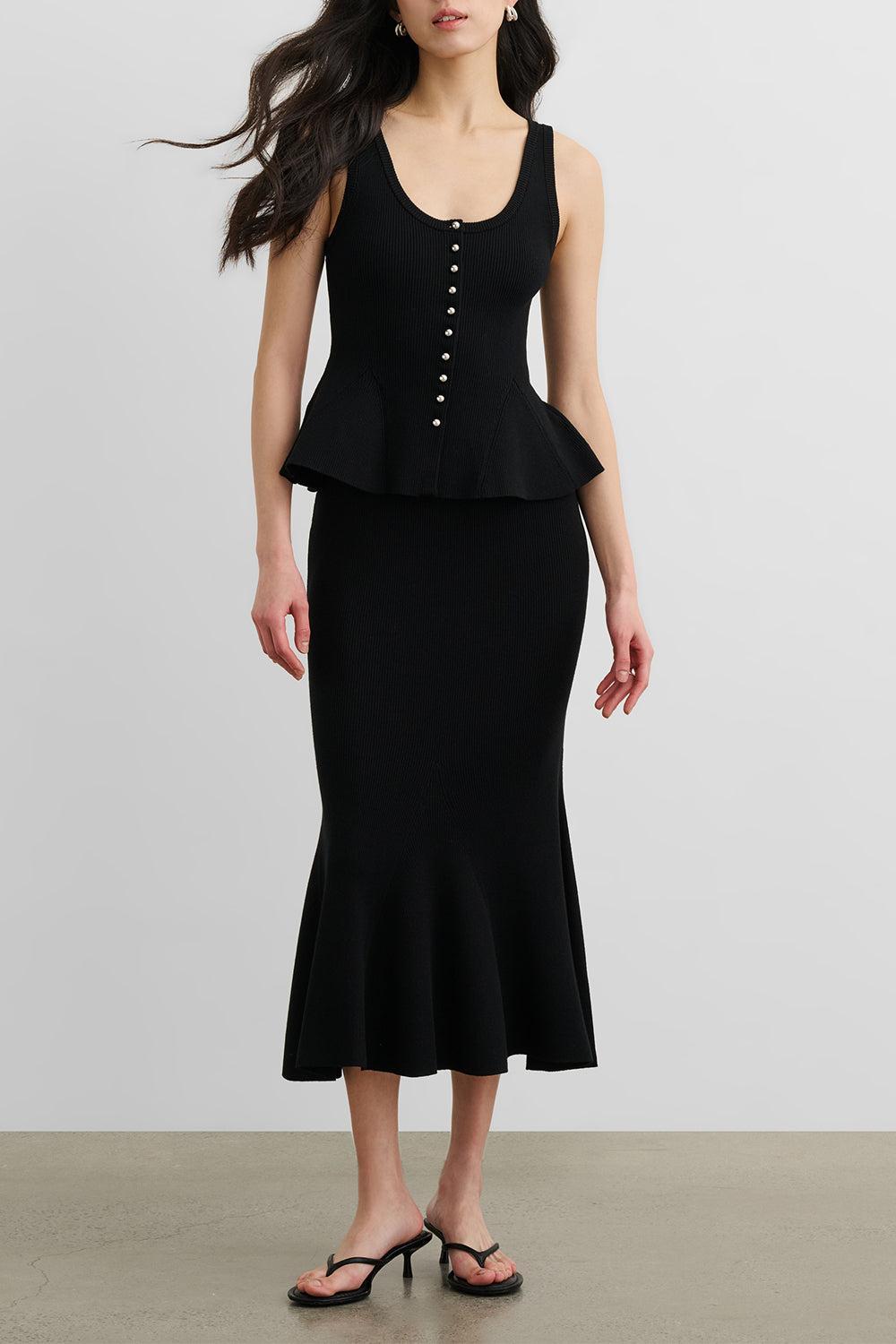 Lynn Midi Skirt-BLACK-XS-CLOTHINGSKIRTMIDI-TOCCIN