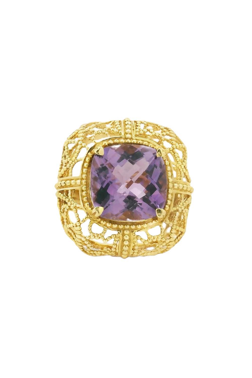 Amethyst Textured Ring-YELLOW GOLD-5.75-JEWELRYFINE JEWELRING-LISA NIK
