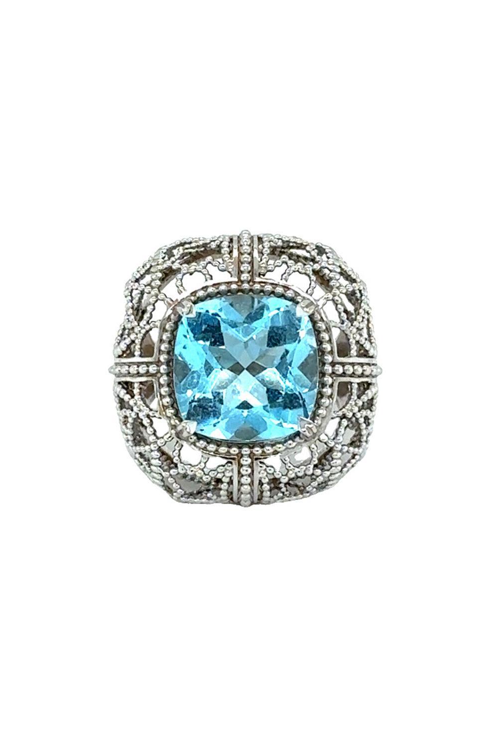 Blue Topaz Textured Ring-WHITE GOLD-6-JEWELRYFINE JEWELRING-LISA NIK