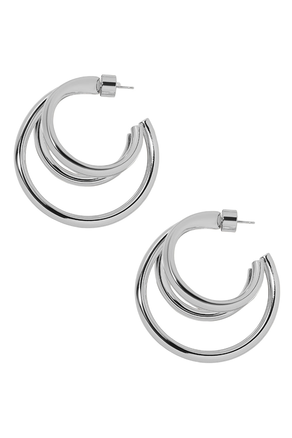 Triple Lilly Baby Hoop Earrings - Silver - 1.5in