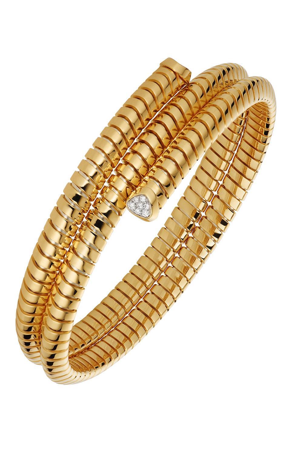 Diamond Pave Triple Trisolina Bangle Bracelet-YELLOW GOLD-S-JEWELRYFINE JEWELBRACELET O-MARINA B