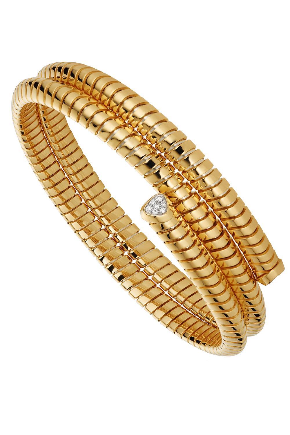 Diamond Pave Triple Trisolina Bangle Bracelet-YELLOW GOLD-S-JEWELRYFINE JEWELBRACELET O-MARINA B