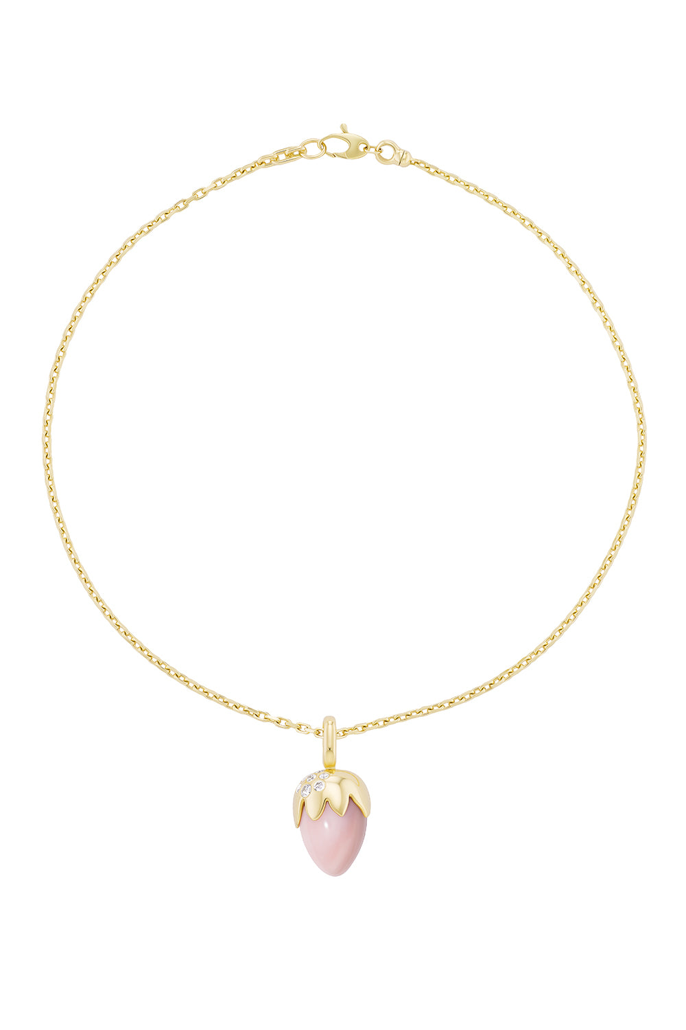 Pink Opal Diamond Strawberry Necklace