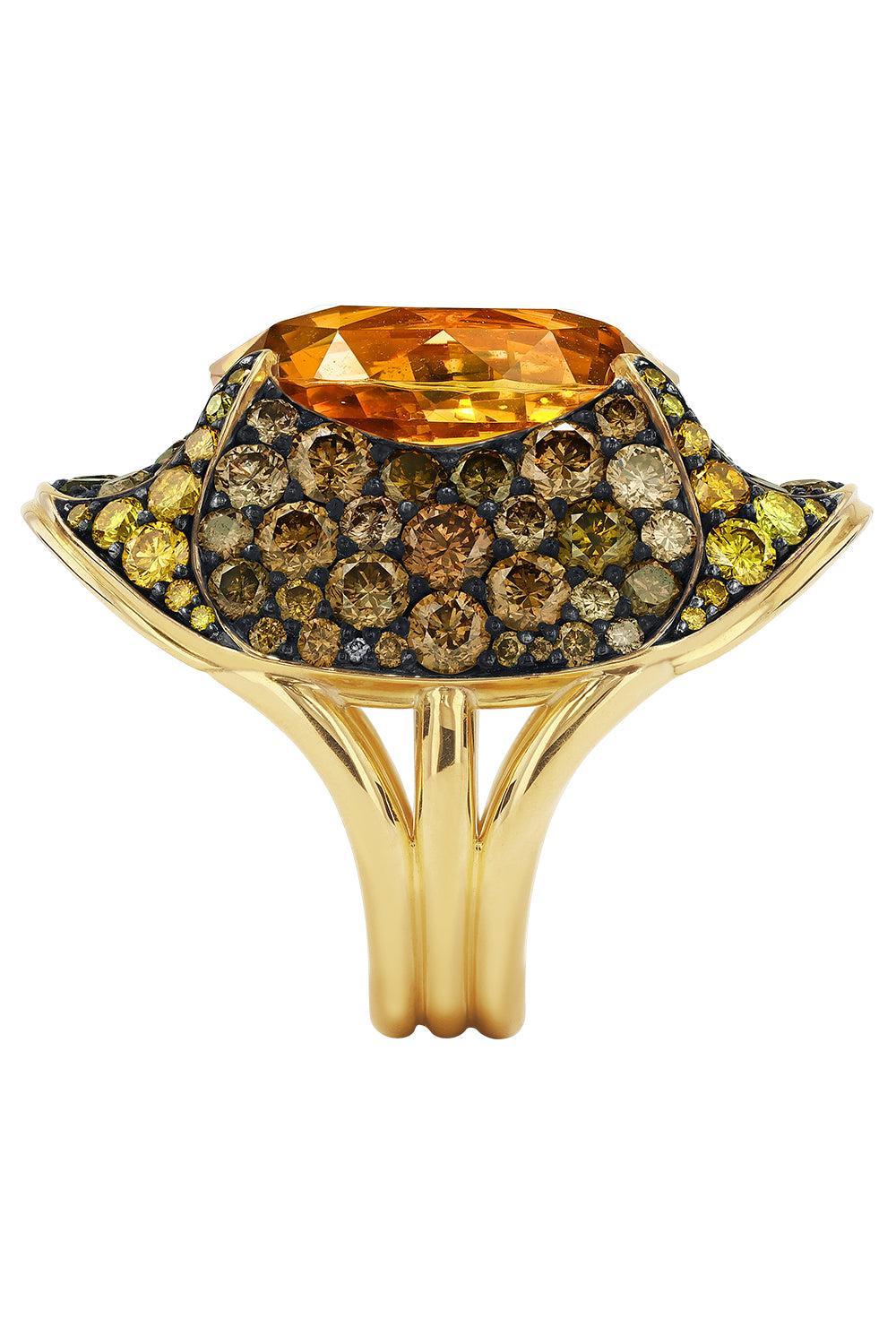 Brown Zircon Triple Ring-YELLOW GOLD-7.5-JEWELRYFINE JEWELRING-VRAM