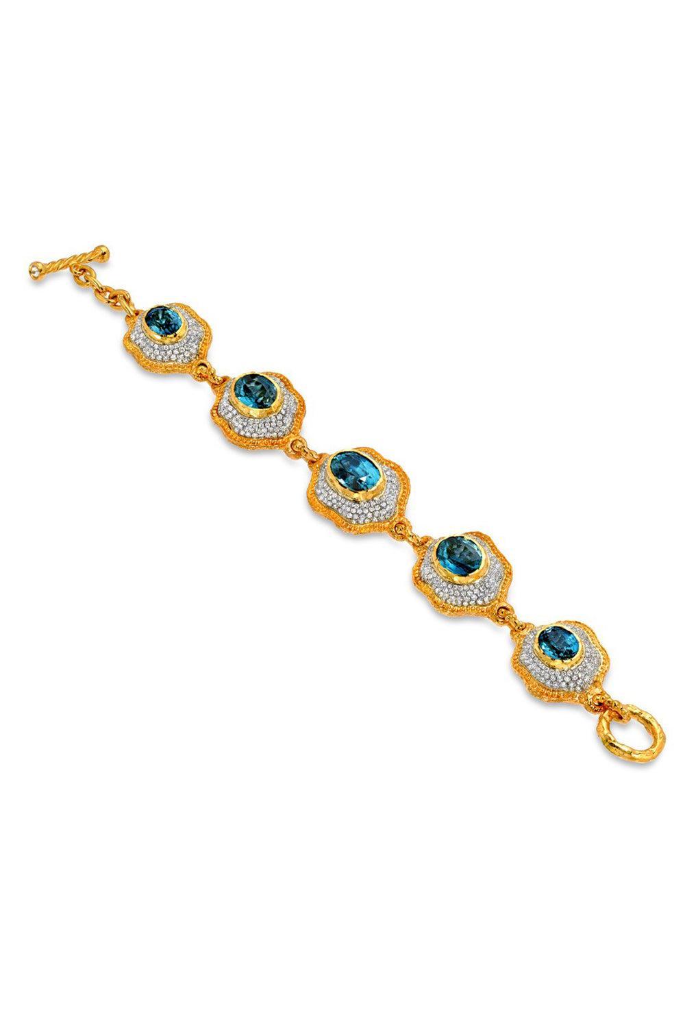 Blue Zircon Diamond Bracelet-YELLOW GOLD-JEWELRYFINE JEWELBRACELET O-VICTOR VELYAN