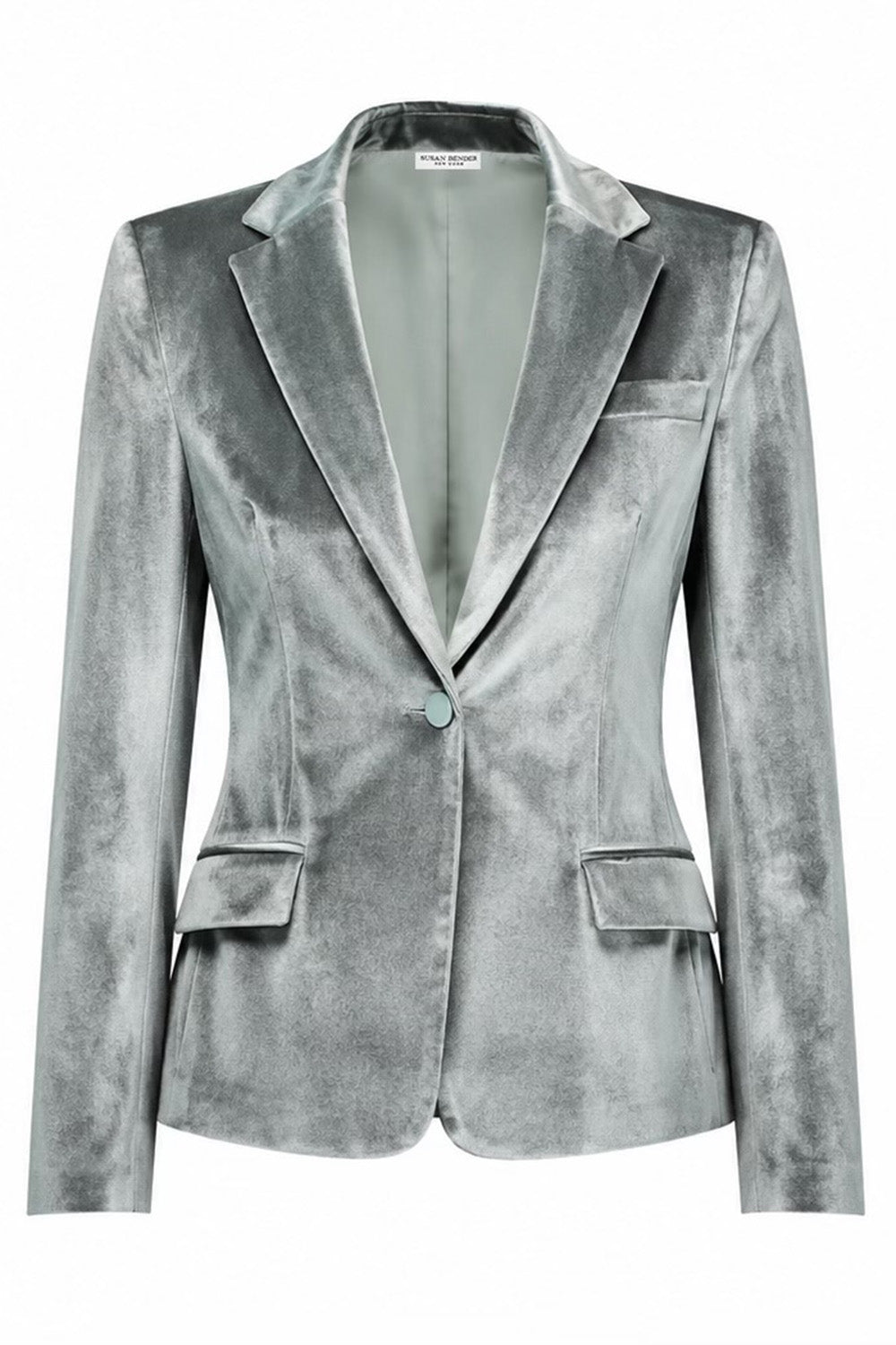  One Button Pocket Blazer-GREEN-2-CLOTHINGJACKETBLAZERS-SUSAN BENDER 