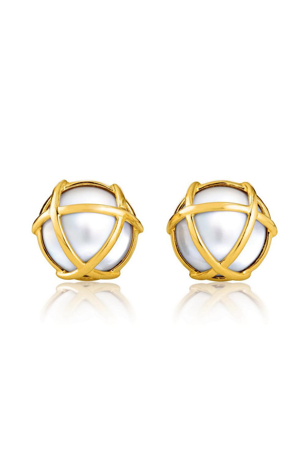 Caged Pearl Earrings-YELLOW GOLD-JEWELRYFINE JEWELEARRING-VERDURA