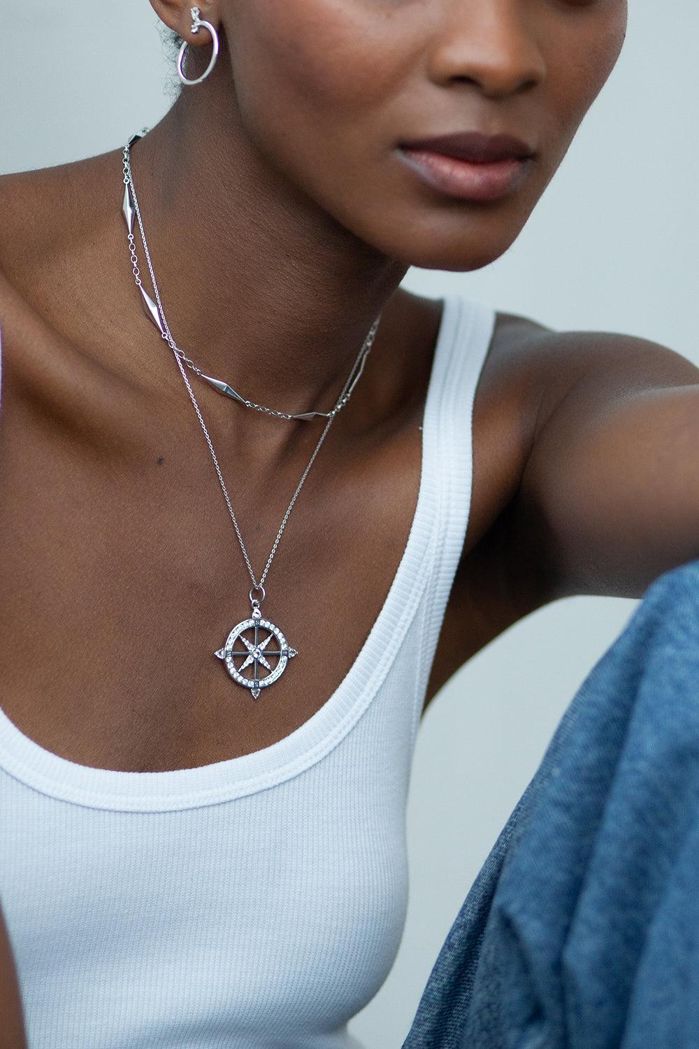 White Sapphire Adventure Necklace-SILVER-18-JEWELRYFINE JEWELNECKLACE O-MONICA RICH KOSANN