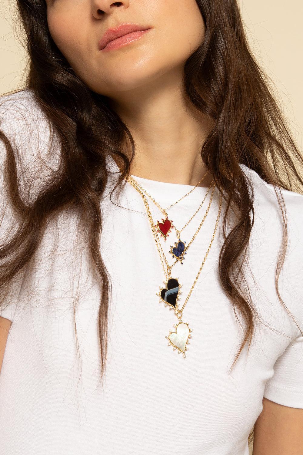 Diamond Pearl Heart Necklace-YELLOW GOLD-17-JEWELRYFINE JEWELNECKLACE O-MONICA RICH KOSANN