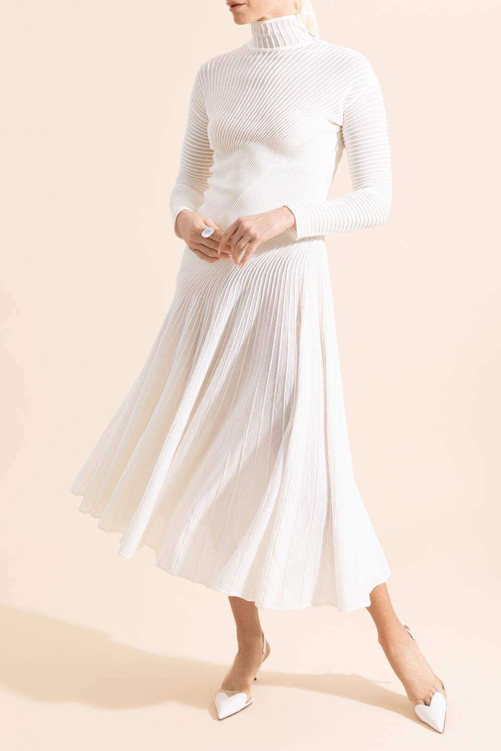 Twisted Dress-BLANC-36-CLOTHINGDRESSCASUAL-ALAÏA