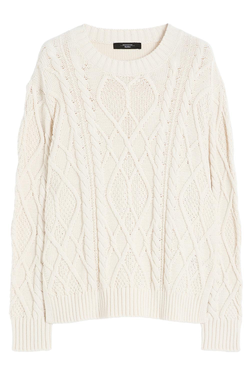 Cable Knit Sweater-ECRU-XS-CLOTHINGTOPSWEATER-MAX MARA