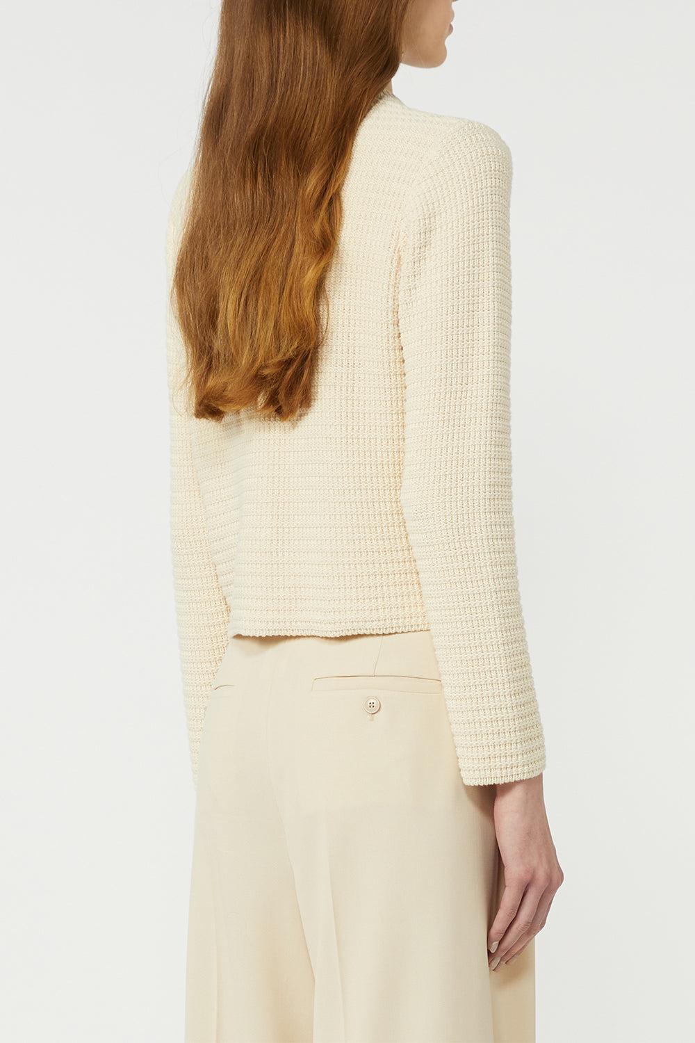 Button Front Pocket Cardigan-ECRU-XS-CLOTHINGTOPCARDIGAN-MAX MARA