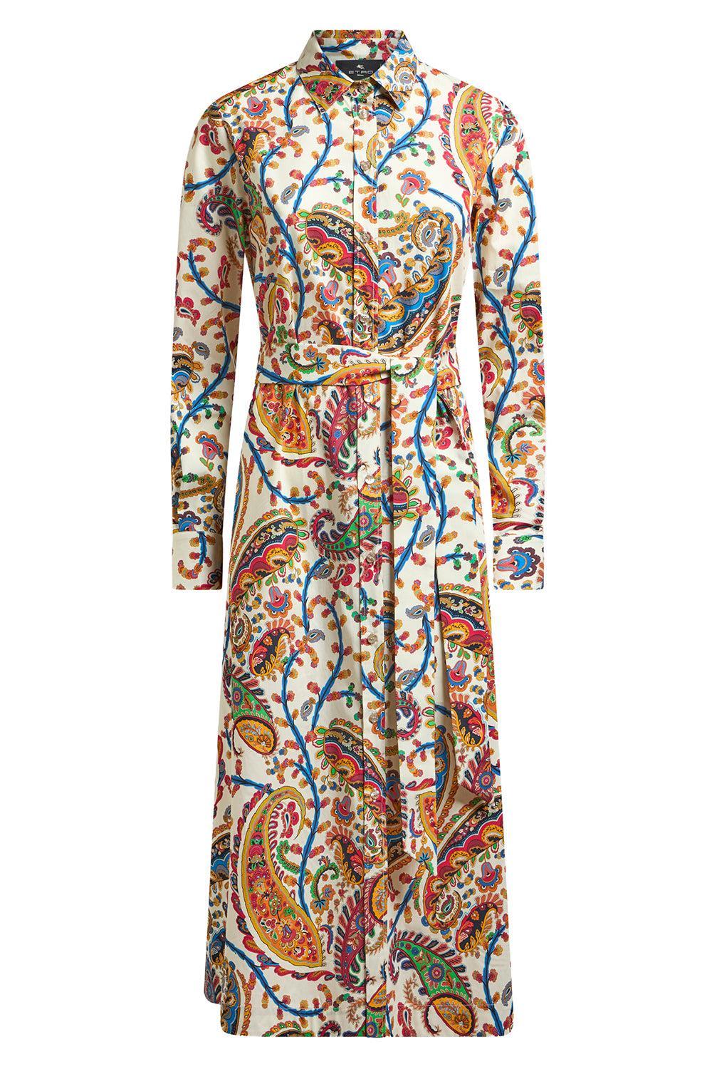 Long Sleeve Midi Shirt Dress-MULTI-40-CLOTHINGDRESSCASUAL-ETRO